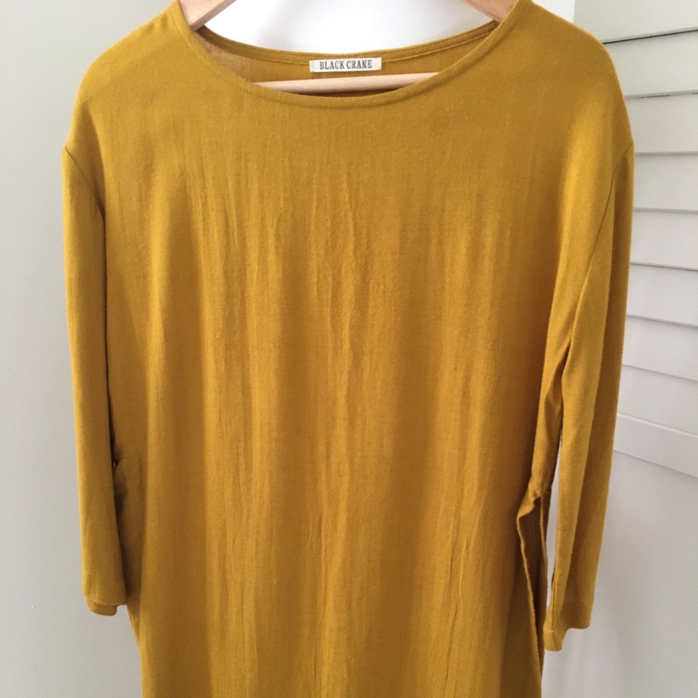 Black Crane, Linen Tunic, Yellow, XXS